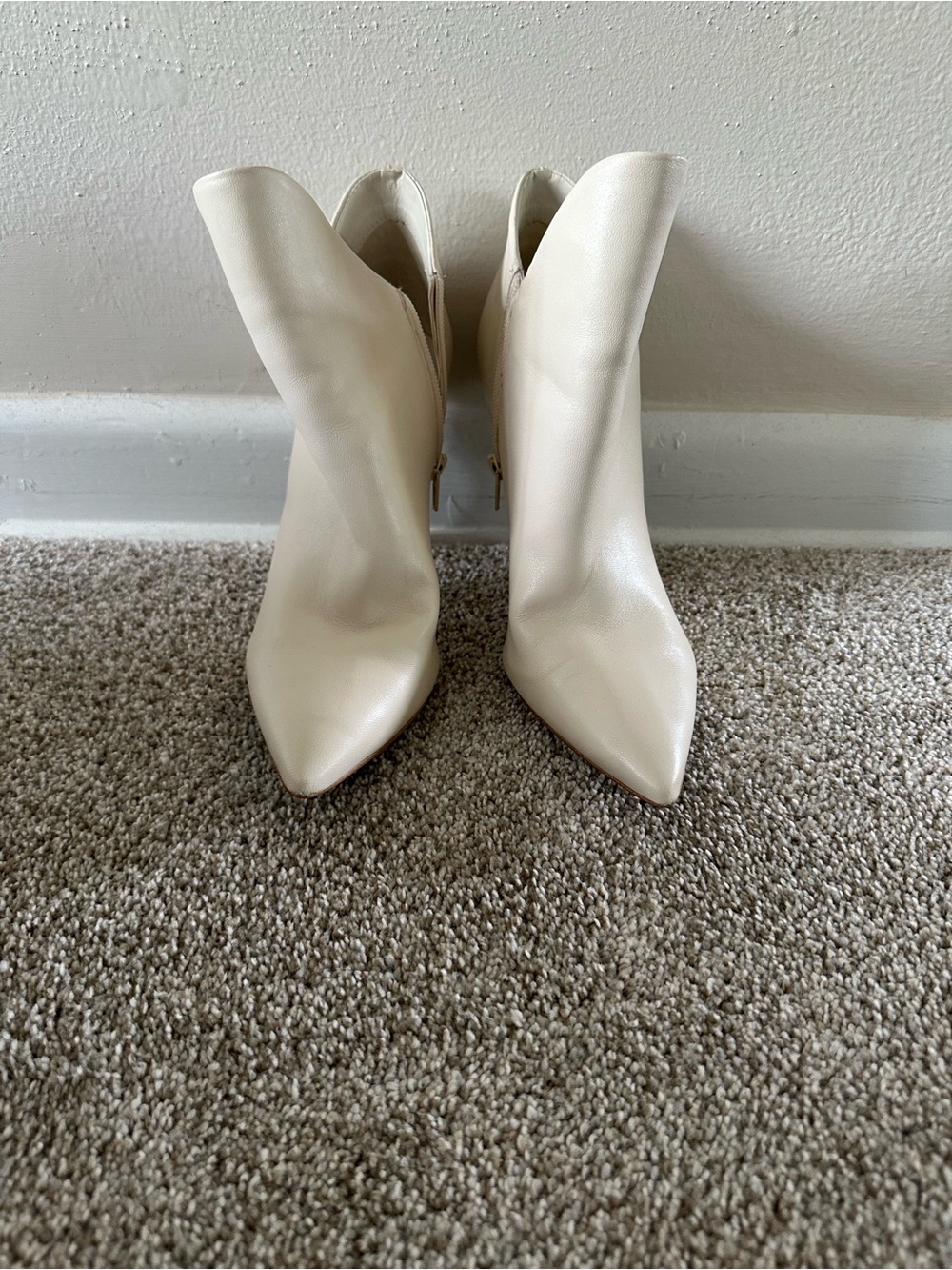 Gianni Bini Pointed Toe Ankle Boots in Cream